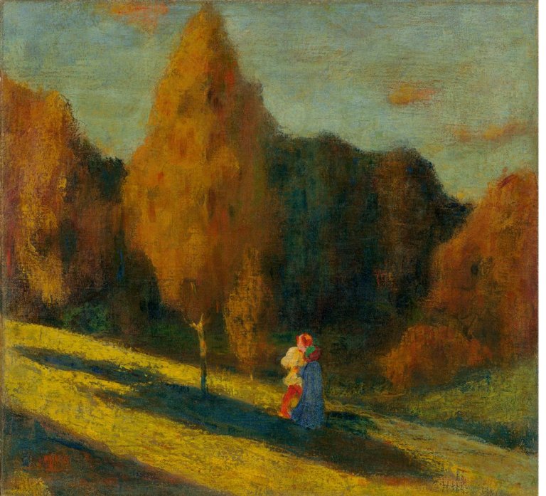 This picture shows the following artwork: Wassily Kandinsky. „Im Herbst (Herbsttage)“. Circa 1901.