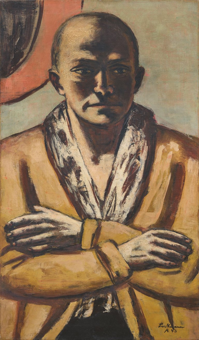 This picture shows the following artwork: Max Beckmann. ”Selbstbildnis gelb-rosa”. 1943.