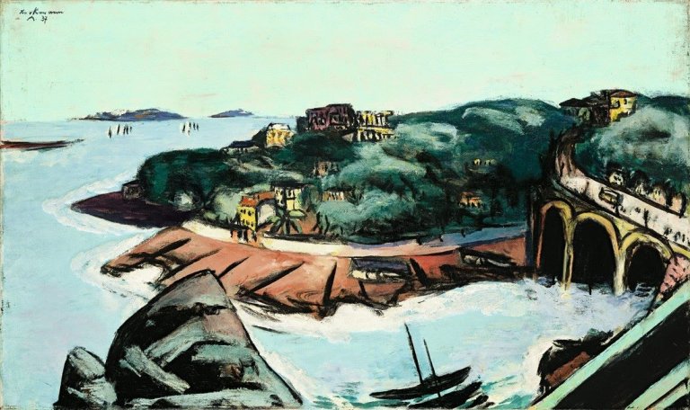 This picture shows the following artwork: Max Beckmann. „Blick auf Vorstädte am Meer bei Marseille“. 1937.