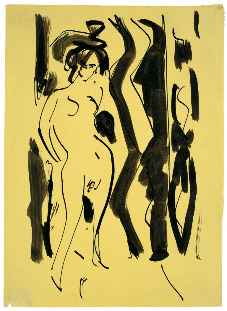 This picture shows the following artwork: Ernst Ludwig Kirchner. Stehender Akt. Circa 1910/11.
