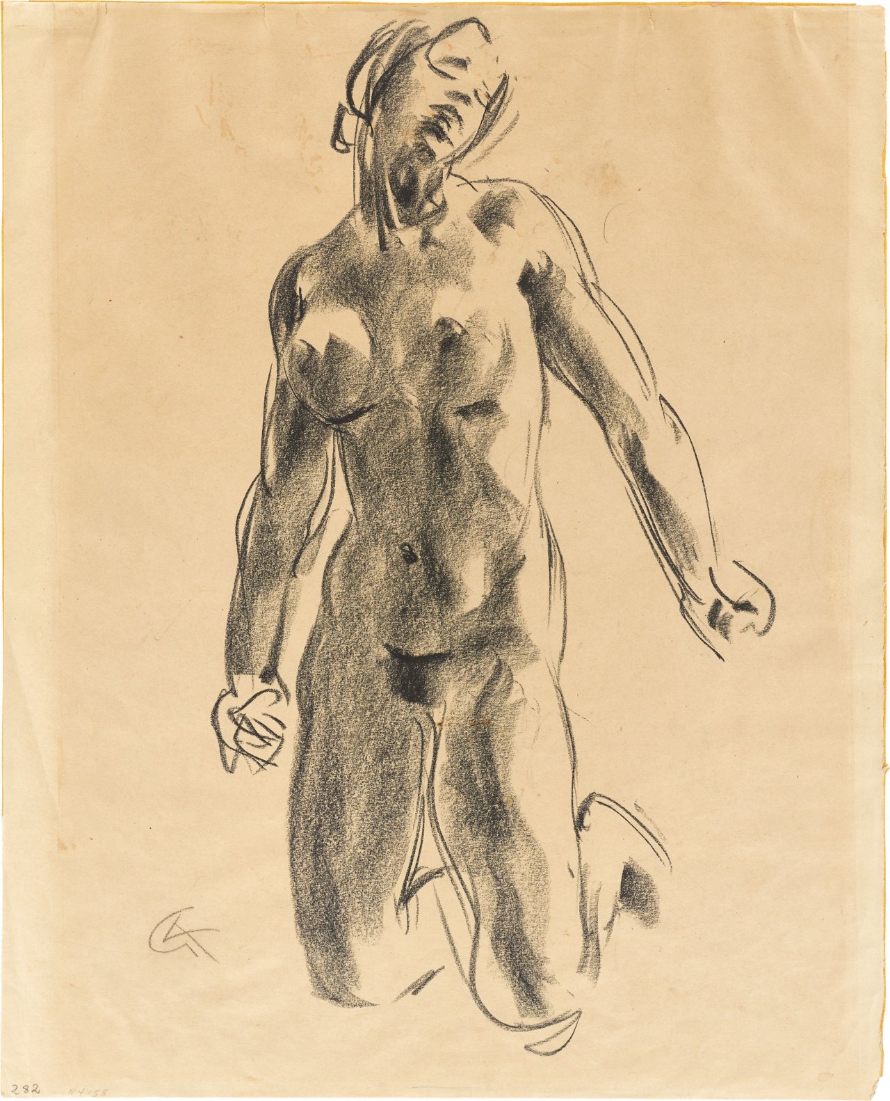 Auf diesem Bild ist das folgende Kunstwerk zu sehen: Georg Kolbe. Kniender weiblicher Akt.