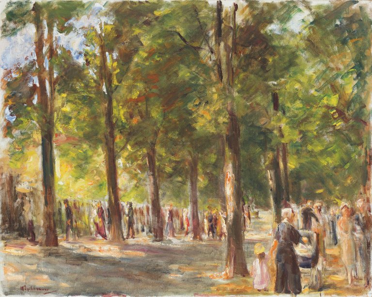 This picture shows the following artwork: Max Liebermann. ”Die Große Seestraße in Wannsee mit Spaziergängern”. Circa 1920–23.