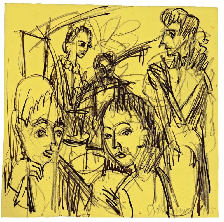 This picture shows the following artwork: Ernst Ludwig Kirchner. Tischgesellschaft. 1915.