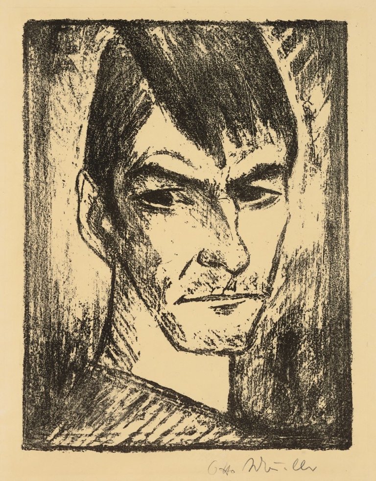 This picture shows the following artwork: Otto Mueller. „Selbstbildnis nach rechts (2)“. 1921/22.