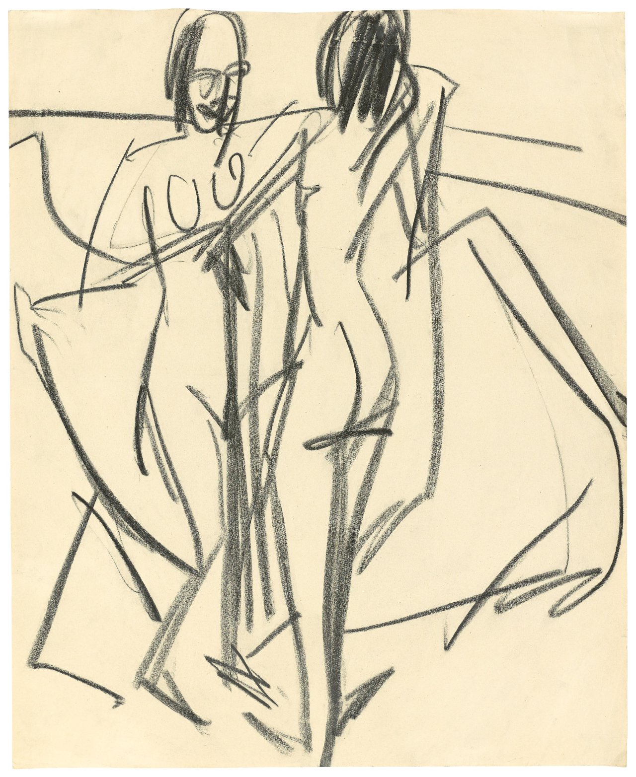 This picture shows the following artwork: Ernst Ludwig Kirchner. Zwei weibliche Akte am Strand von Fehmarn. 1912/13.