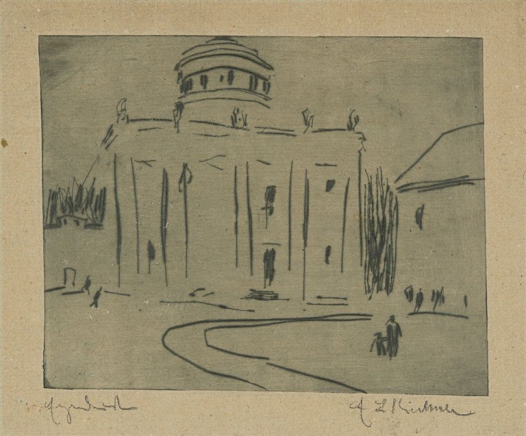 This picture shows the following artwork: Ernst Ludwig Kirchner. „Stadthaus in Potsdam“ („Palais“). 1909.
