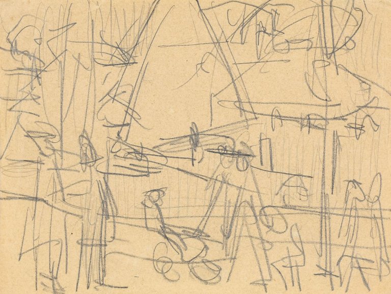 This picture shows the following artwork: Ernst Ludwig Kirchner. Walking at Lake Zürich (with sailing boats). 1925/26.