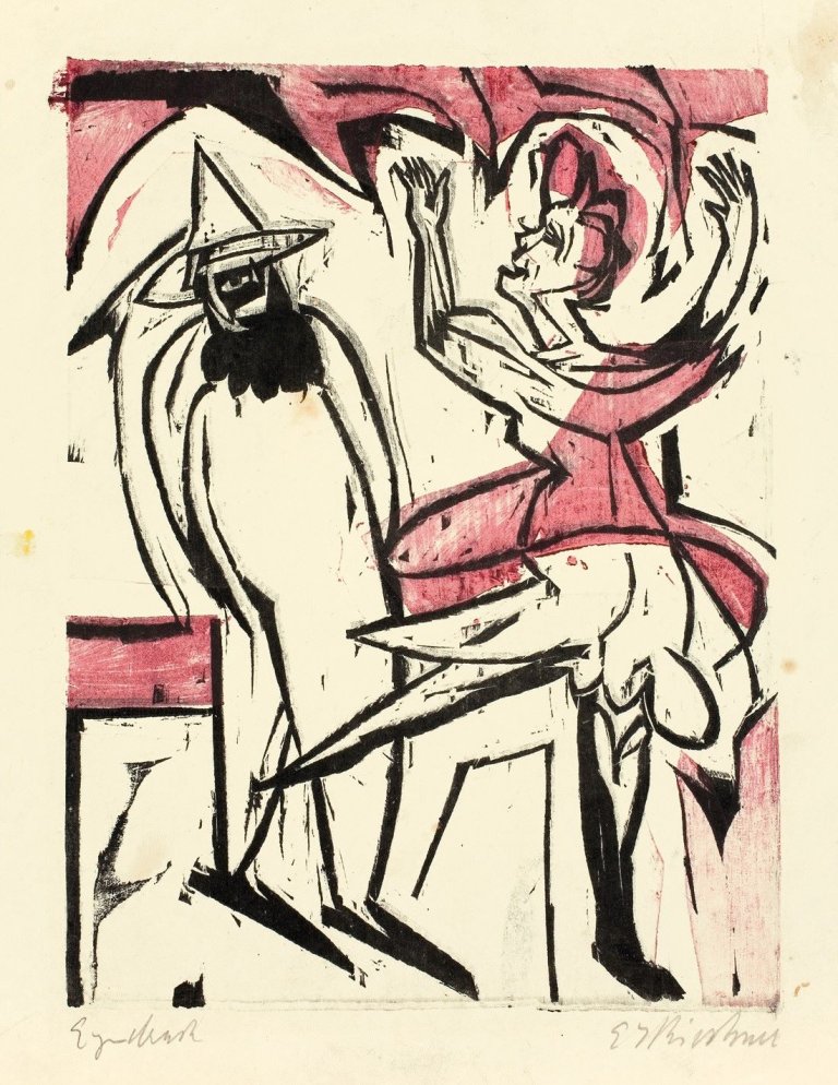 This picture shows the following artwork: Ernst Ludwig Kirchner. „Tanz“ (Tänzerin und Clown). 1926.