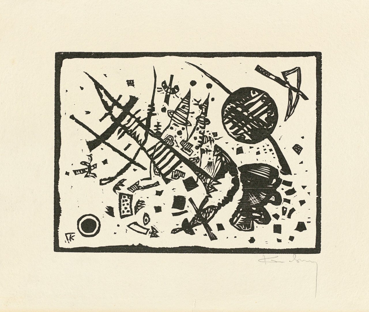 This picture shows the following artwork: Wassily Kandinsky. „Holzschnitt für die Ganymed-Mappe“. 1924.