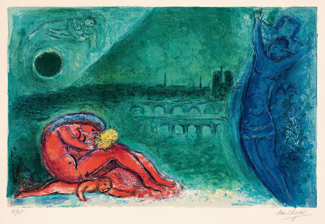 This picture shows the following artwork: Marc Chagall. „Quai de la Tournelle“. 1960.