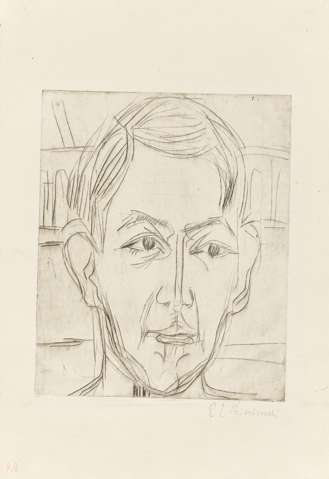 This picture shows the following artwork: Ernst Ludwig Kirchner. ”Kopf eines jungen Mannes (Dr. Hans Bütow)”. 1925/26.