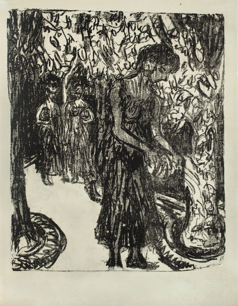 This picture shows the following artwork: Ernst Ludwig Kirchner. „Sakuntala im Tempelgarten“. 1907.