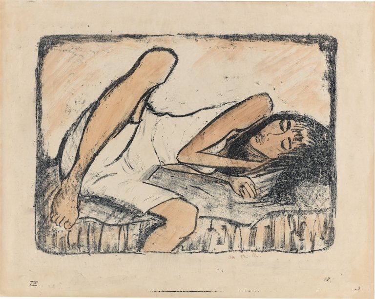 This picture shows the following artwork: Otto Mueller. ”Mädchen auf der Liege 2”. 1919.