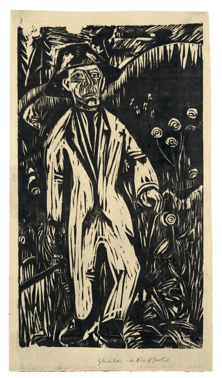 This picture shows the following artwork: Ernst Ludwig Kirchner. „Gehender Mann in der Wiese“. 1922.