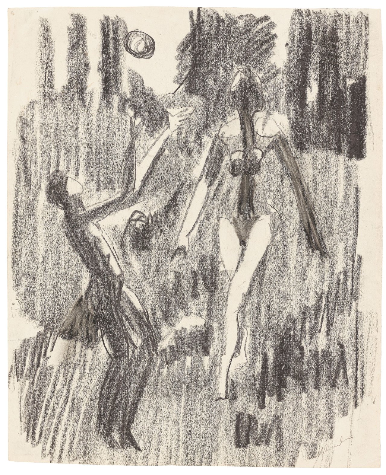 This picture shows the following artwork: Ernst Ludwig Kirchner. ”Ballspielende Akte”. Circa 1932.