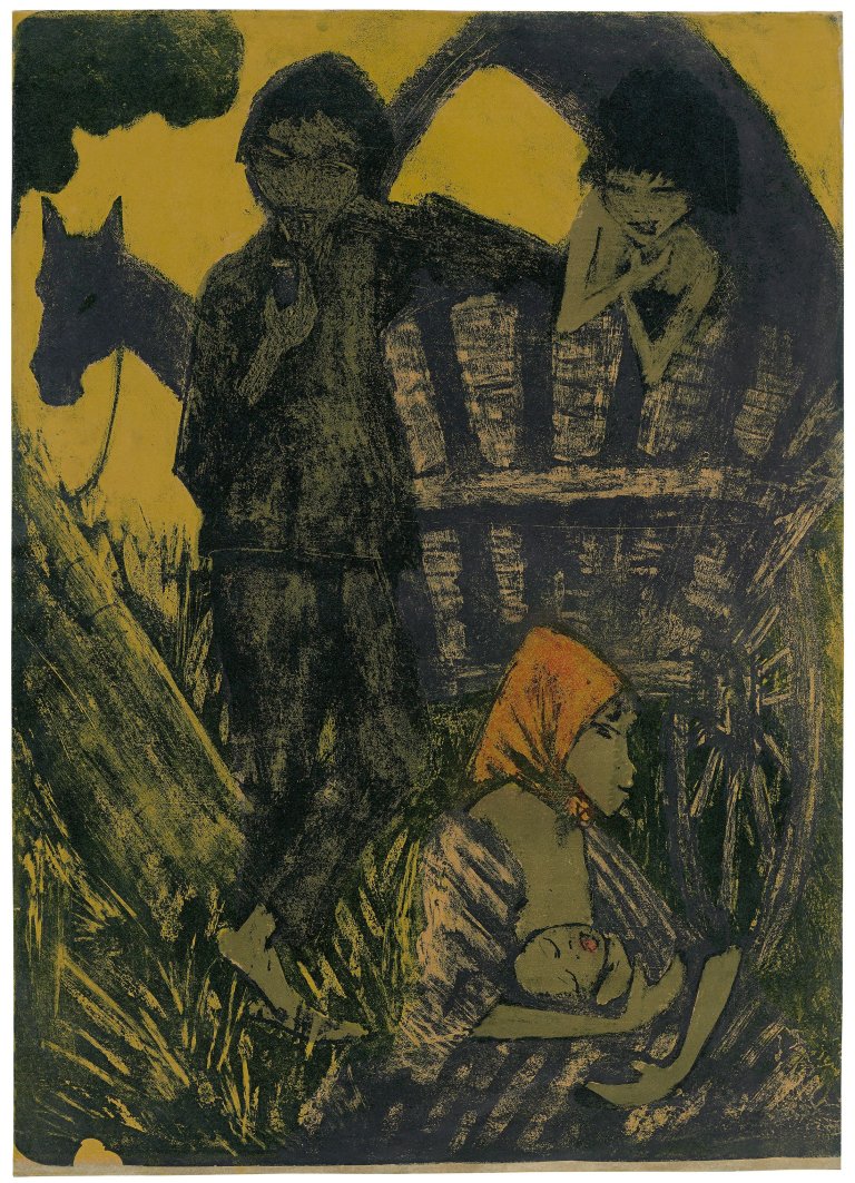 This picture shows the following artwork: Otto Mueller. „Zigeunerfamilie am Planwagen“. 1926/27.