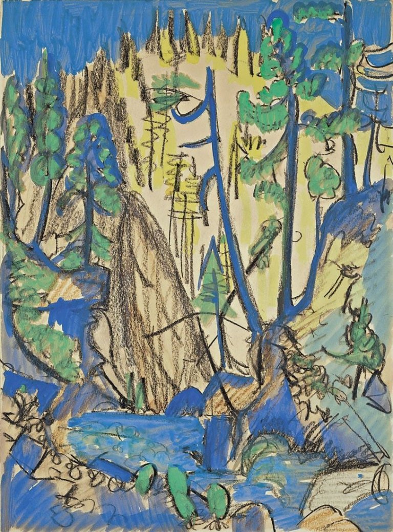 This picture shows the following artwork: Ernst Ludwig Kirchner. Blick ins Tobel. Um 1920.