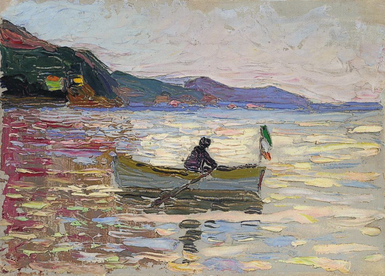 This picture shows the following artwork: Wassily Kandinsky. „Rapallo – Boot im Meer“. 1906.