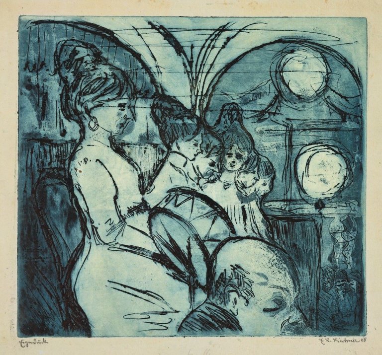 This picture shows the following artwork: Ernst Ludwig Kirchner. „Damenkapelle“. 1908.