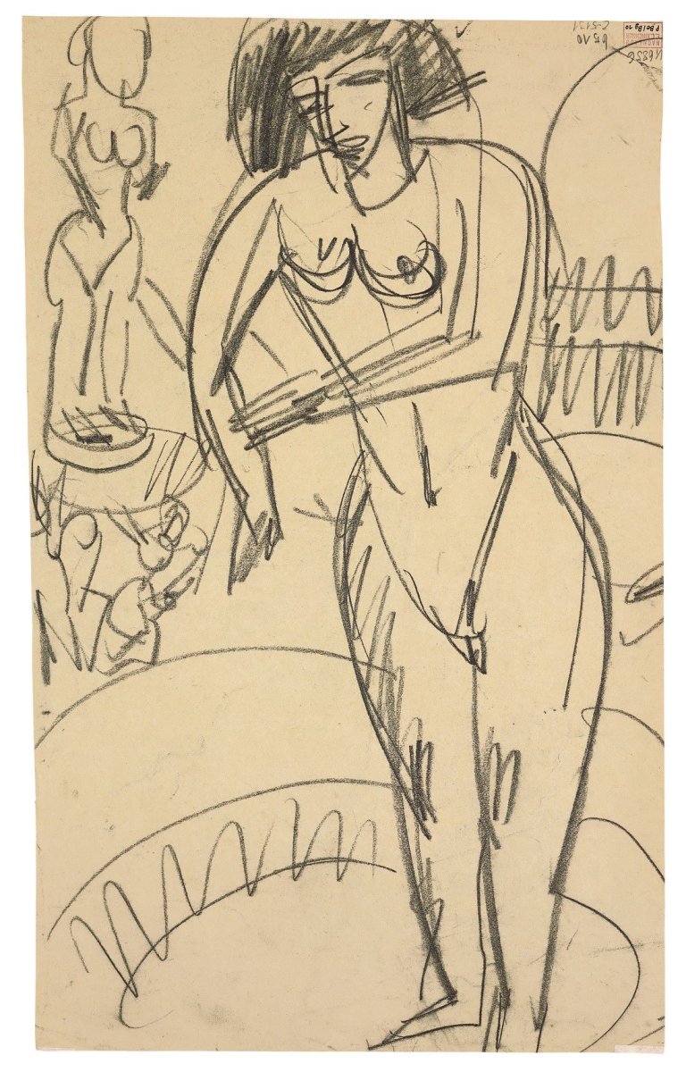 This picture shows the following artwork: Ernst Ludwig Kirchner. Frau bei der Toilette. Um 1913/14.