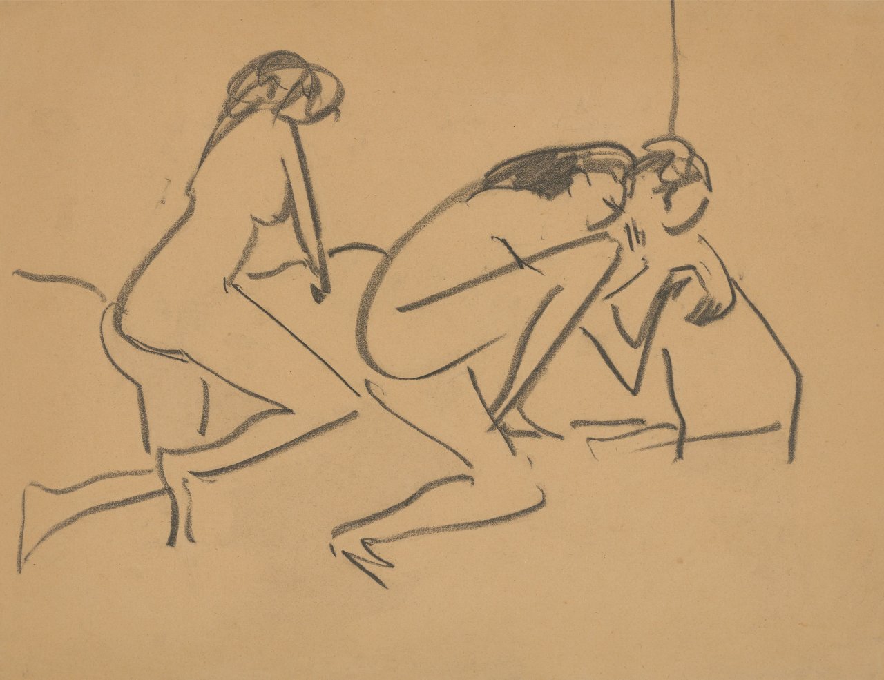 This picture shows the following artwork: Ernst Ludwig Kirchner. Group of nudes. Circa 1909.