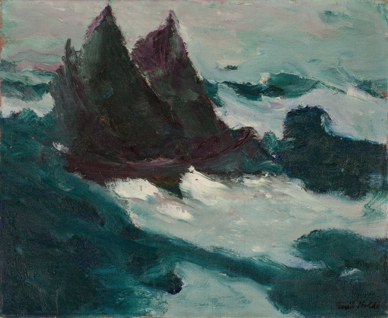 This picture shows the following artwork: Emil Nolde. „Bewegte See II (Zwei Segler aneinander)“. 1914.