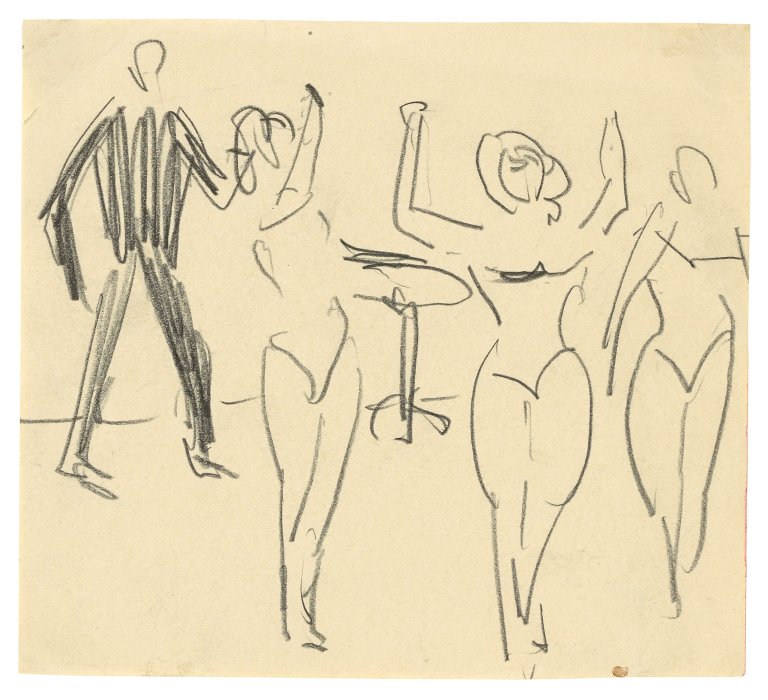 This picture shows the following artwork: Ernst Ludwig Kirchner. Variety scene with three dancers. 1911.