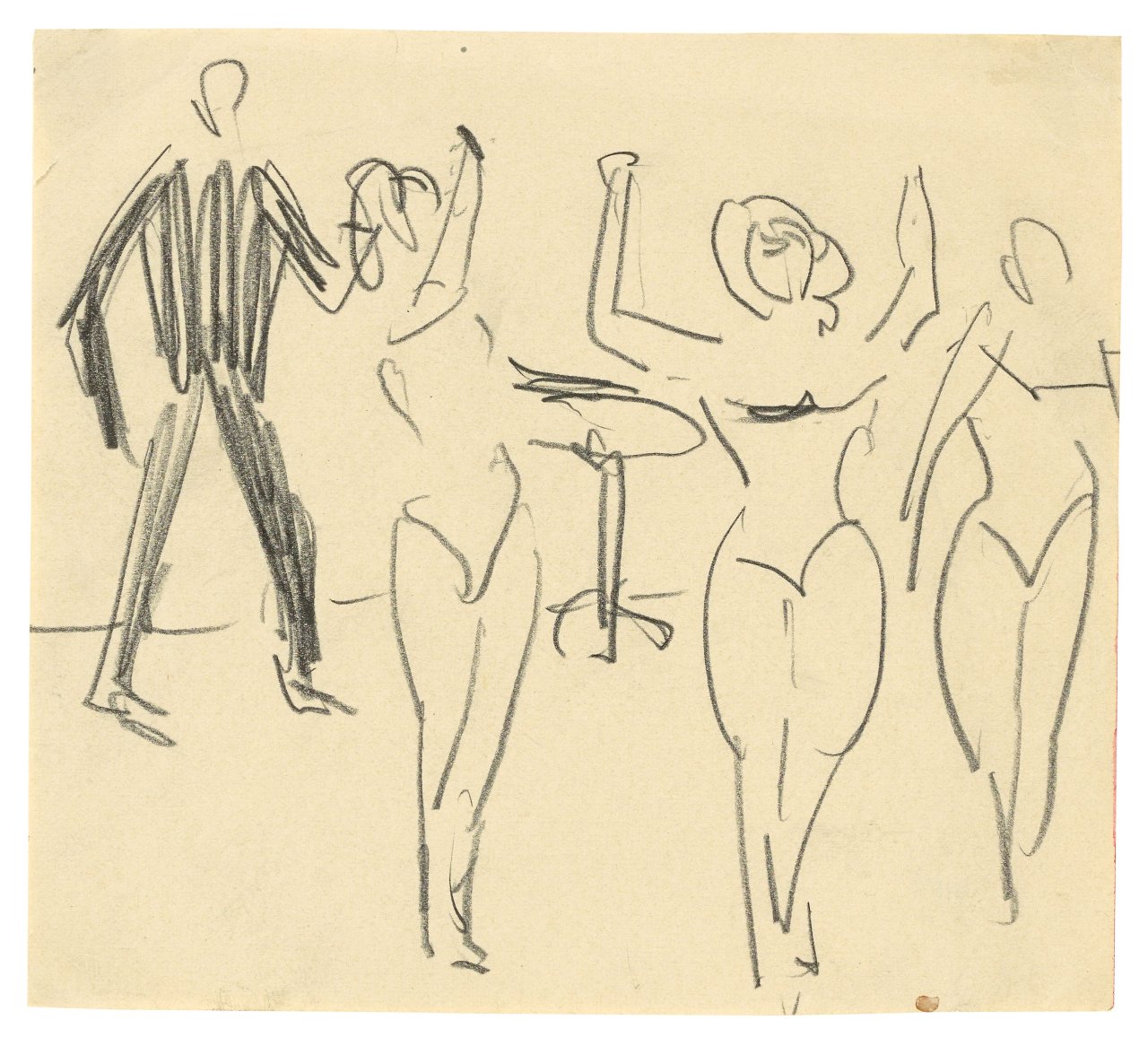 This picture shows the following artwork: Ernst Ludwig Kirchner. Variety scene with three dancers. 1911.