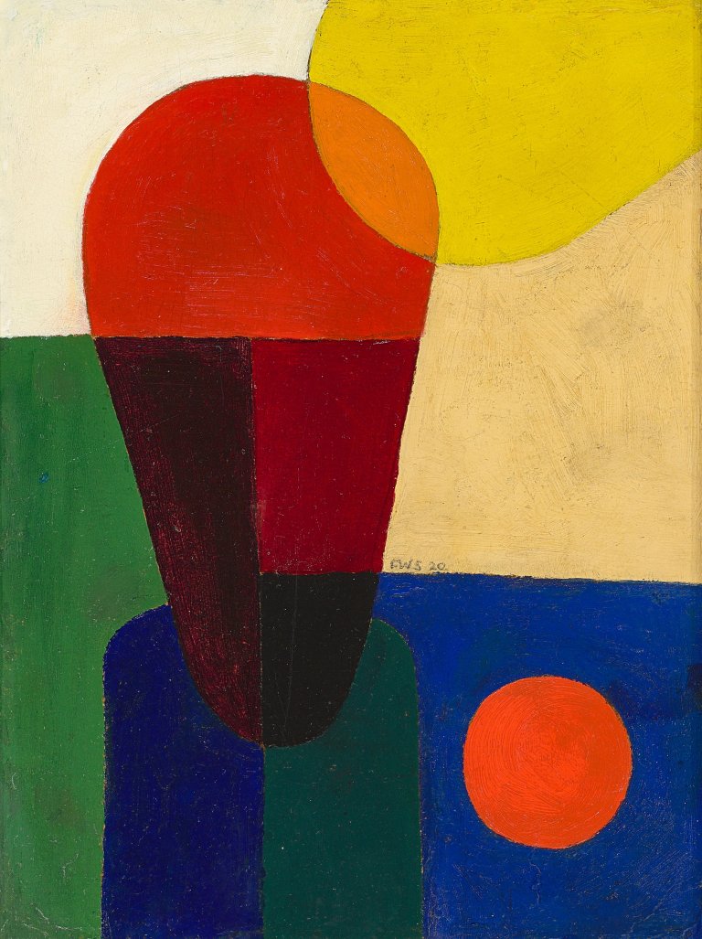 Auf diesem Bild ist das folgende Kunstwerk zu sehen: Franz Wilhelm Seiwert. „Stark abstrahierte Halbfigur“. 1920.