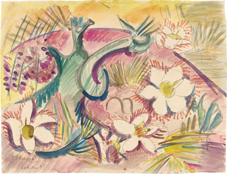 This picture shows the following artwork: Ernst Ludwig Kirchner. Pasqueflower. 1925.