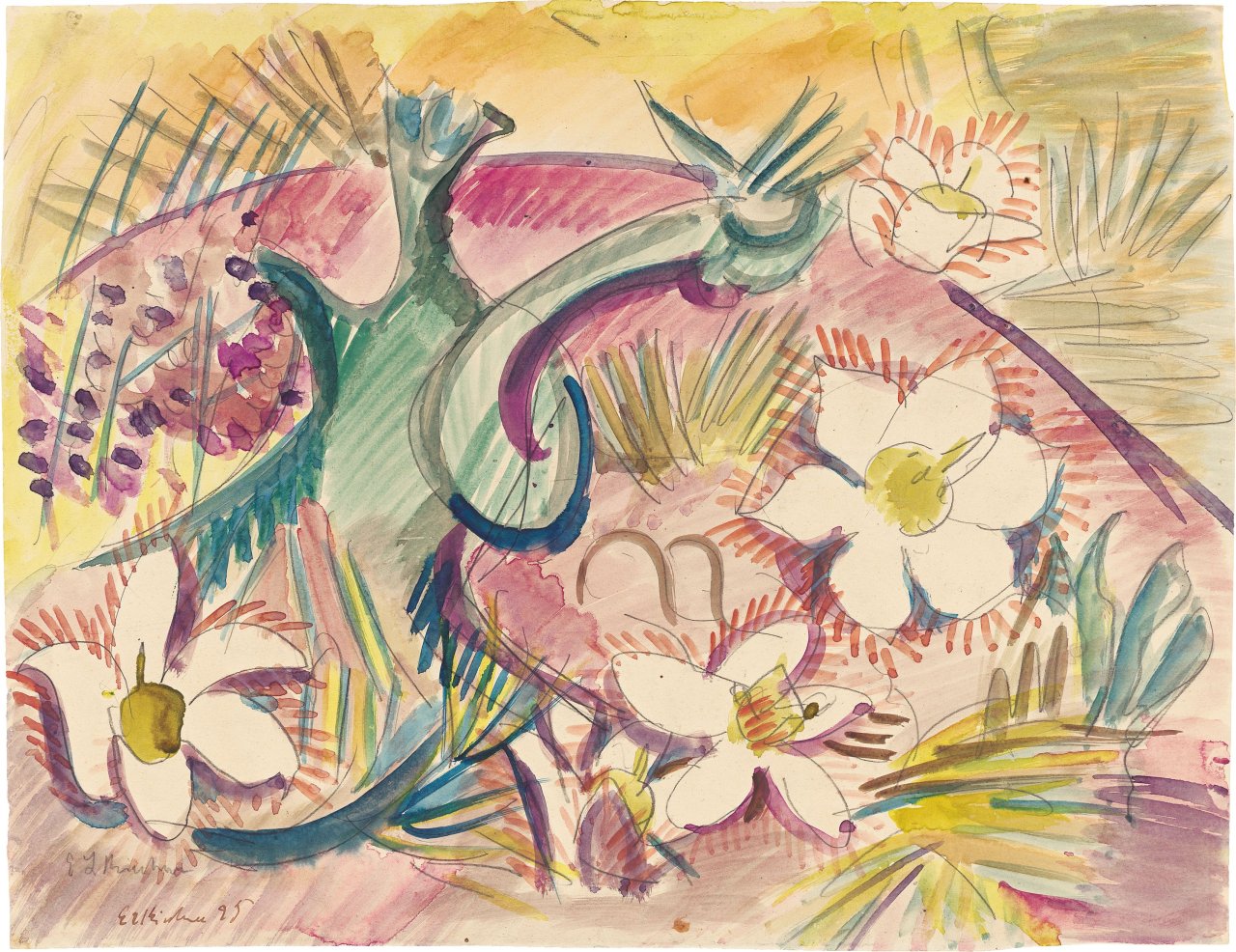 Auf diesem Bild ist das folgende Kunstwerk zu sehen: Ernst Ludwig Kirchner. Pelzanemonen. 1925.