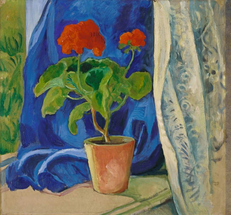 This picture shows the following artwork: August Macke. „Geranie mit Gardine (Geranium mit Gardine)“. 1909.