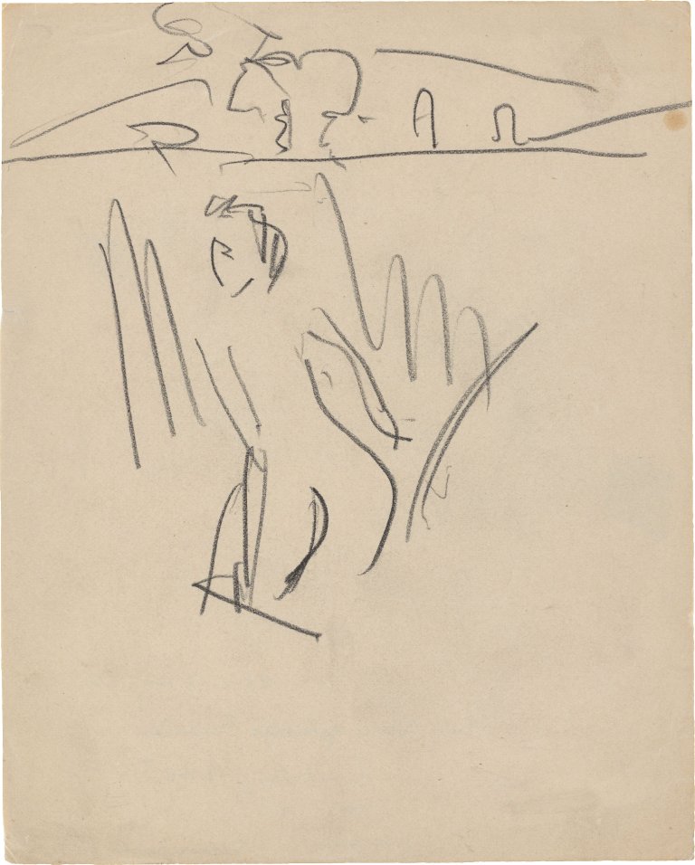 This picture shows the following artwork: Ernst Ludwig Kirchner. ”In's Wasser gehendes Mädchen”. 1909.