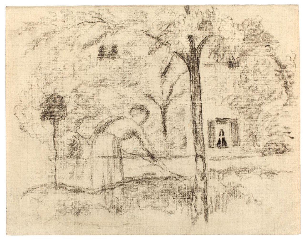 This picture shows the following artwork: August Macke. „Frau bei der Gartenarbeit“. 1910.