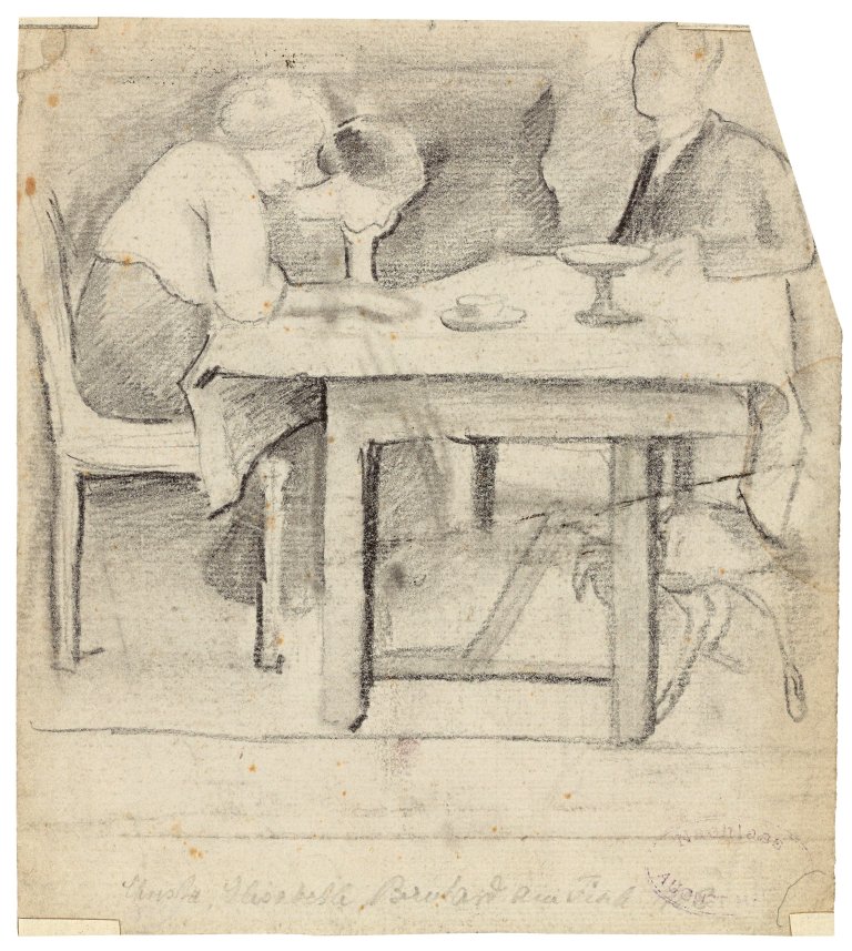 This picture shows the following artwork: August Macke. "Christa, Elisabeth, Bernhard am Tisch". 1908.