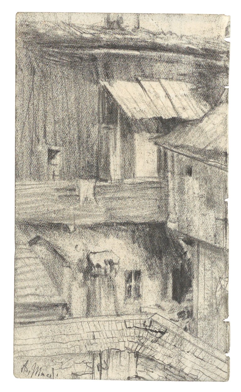 This picture shows the following artwork: Adolph Menzel. Courtyard.