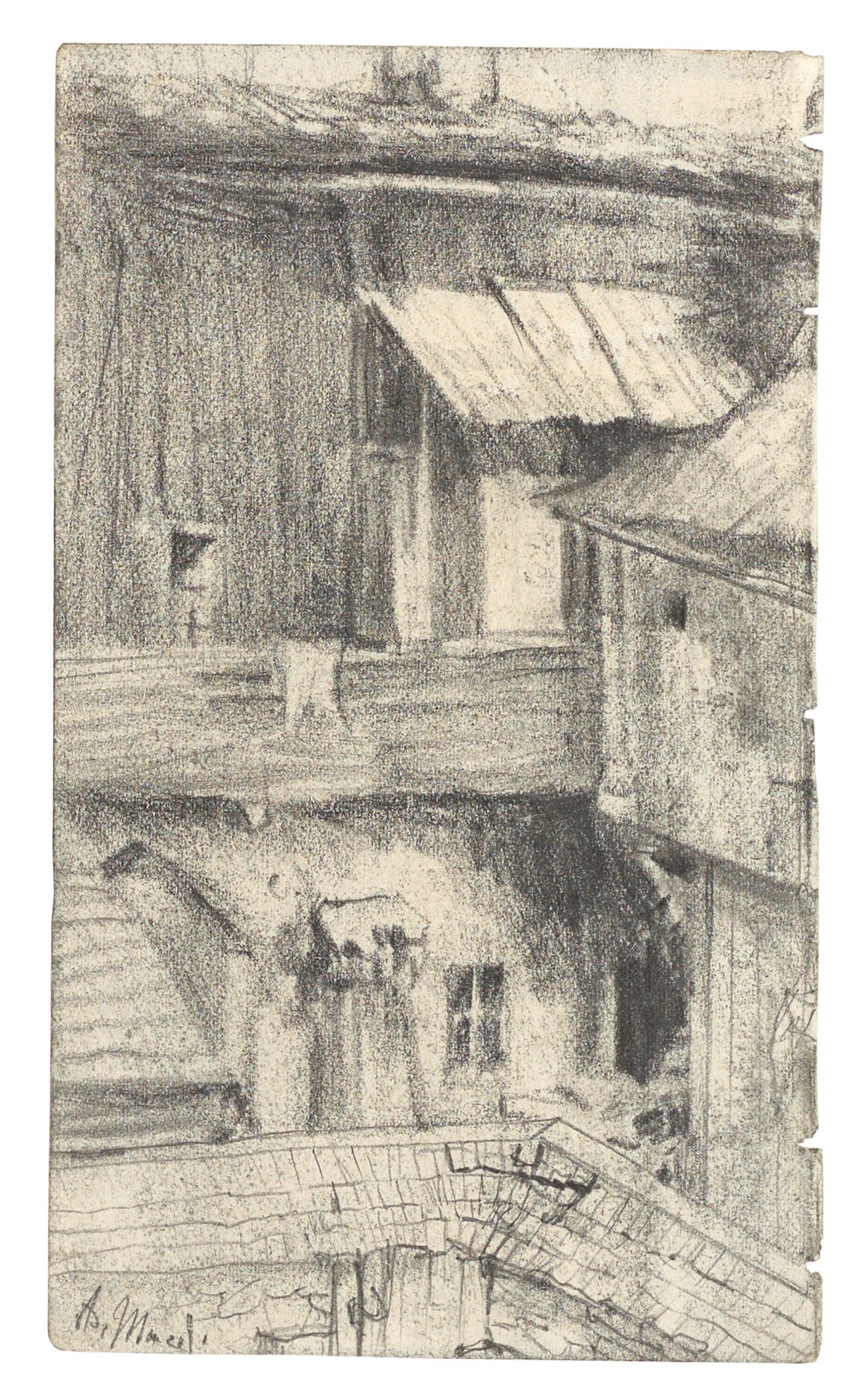 This picture shows the following artwork: Adolph Menzel. Courtyard.