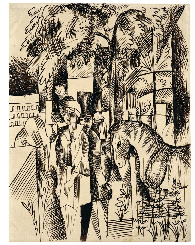 This picture shows the following artwork: August Macke. „Im Zoologischen Garten“. 1913/14.