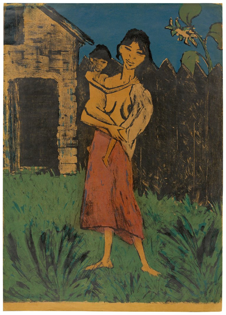 This picture shows the following artwork: Otto Mueller. „Stehende Zigeunerin mit Kind auf dem Arm“. 1926/27.