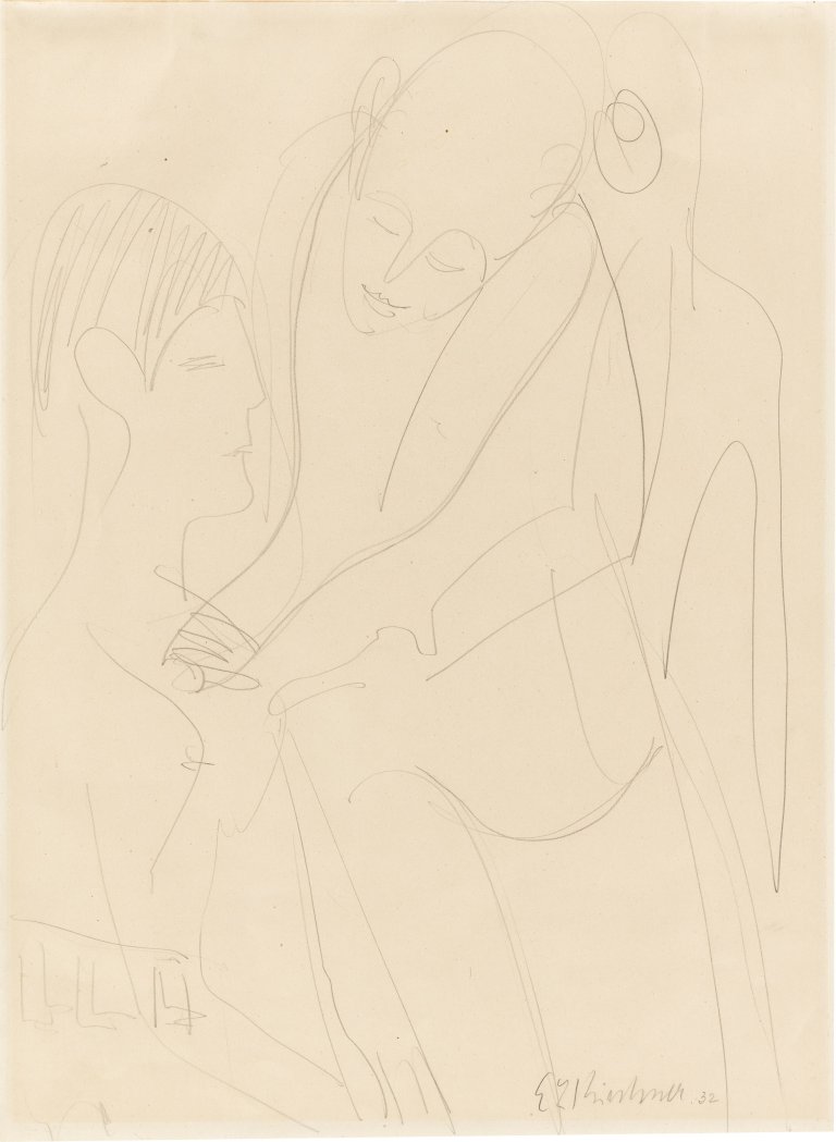 This picture shows the following artwork: Ernst Ludwig Kirchner. Doctor examining a woman (Dr. Bauer and Erna Kirchner?). 1932.