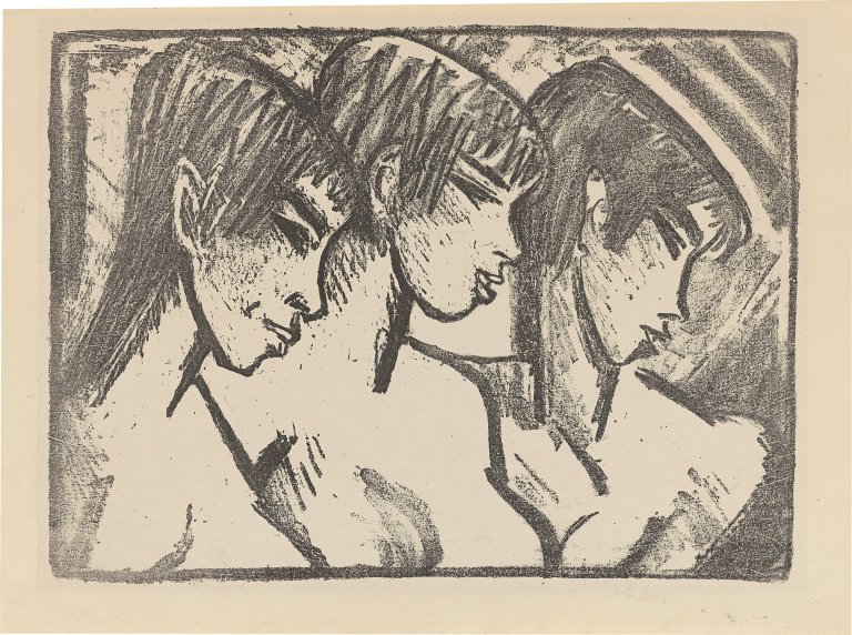 This picture shows the following artwork: Otto Mueller. „Drei Mädchen im Profil (Drei Mädchenköpfe)“. 1921.
