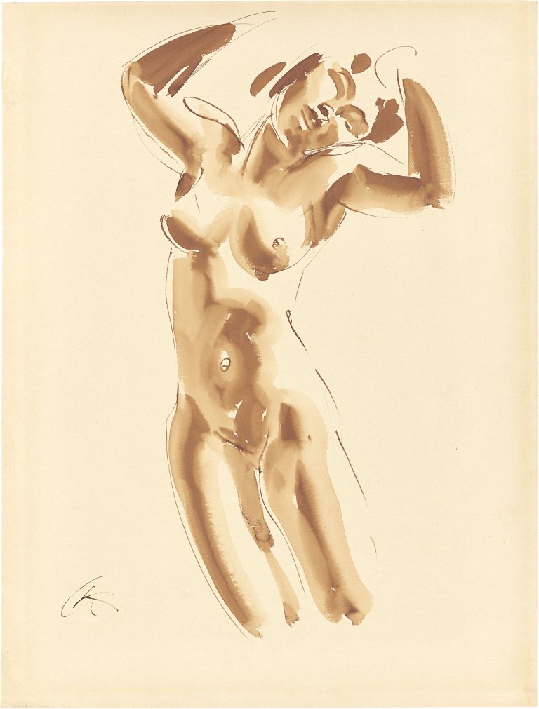 This picture shows the following artwork: Georg Kolbe. Standing nude with raised arms. Circa 1920/23.