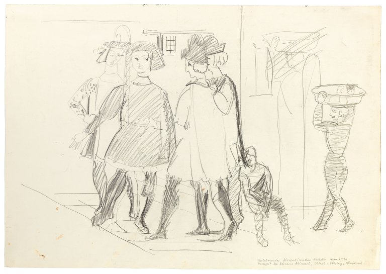 This picture shows the following artwork: Ernst Ludwig Kirchner. Sketch based on unknown Florentine master around 1420. Circa 1936/37.