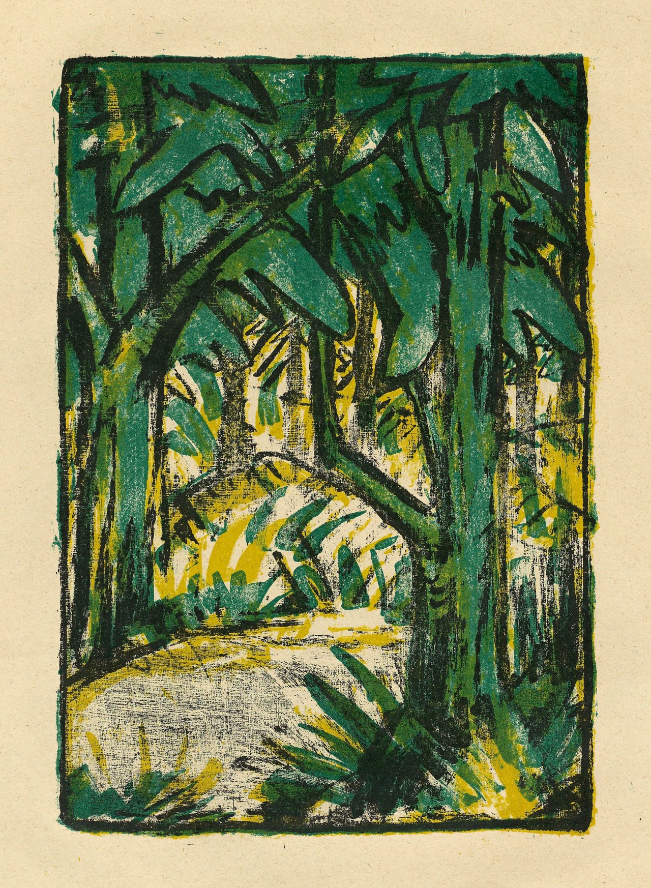 Auf diesem Bild ist das folgende Kunstwerk zu sehen: Otto Mueller. „Waldlandschaft“. 1924.