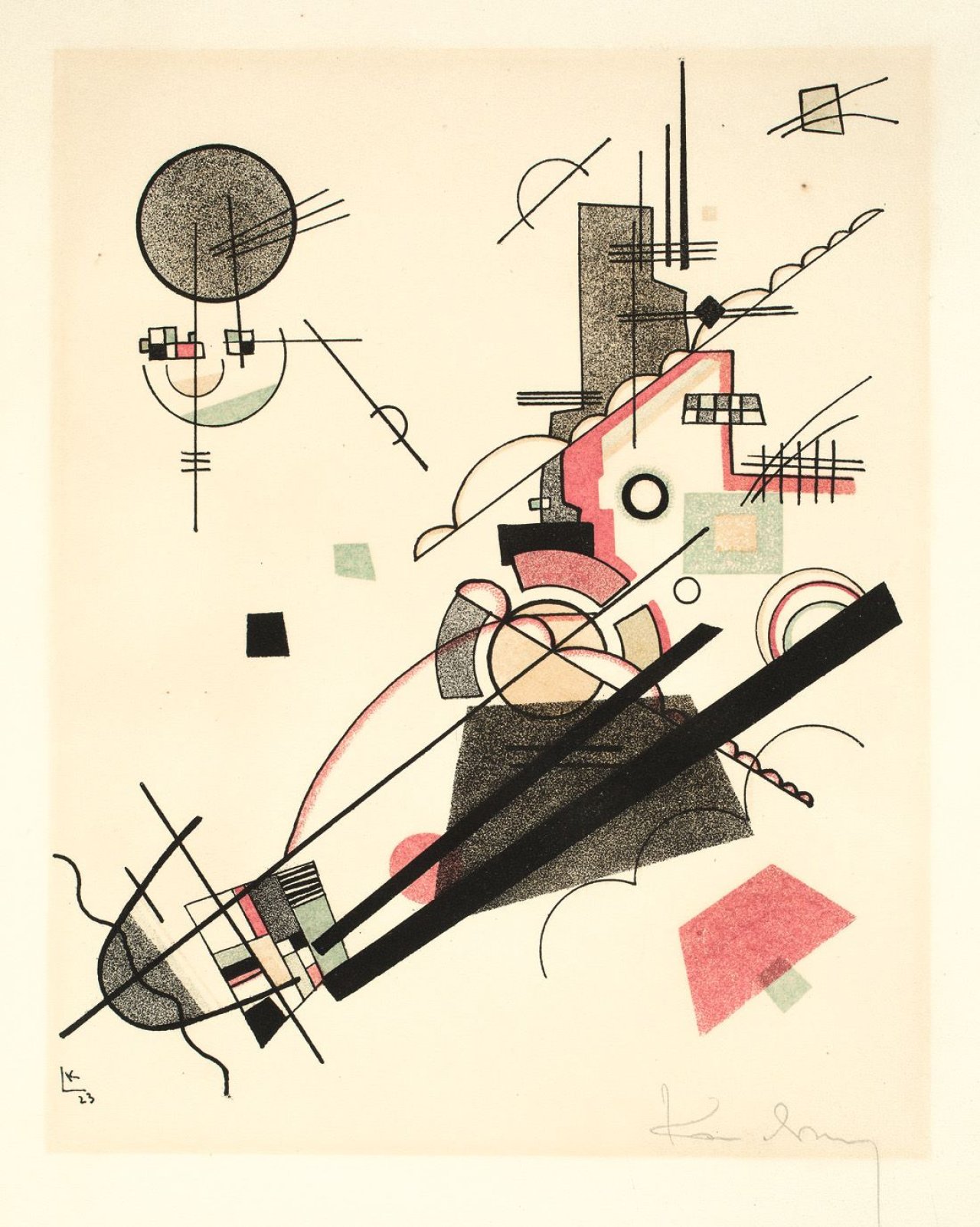 This picture shows the following artwork: Wassily Kandinsky. „Fröhlicher Aufstieg“. 1923.