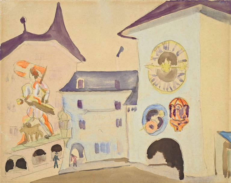 This picture shows the following artwork: Ernst Ludwig Kirchner. „Der Zytgloggeturm in Bern“. 1933.