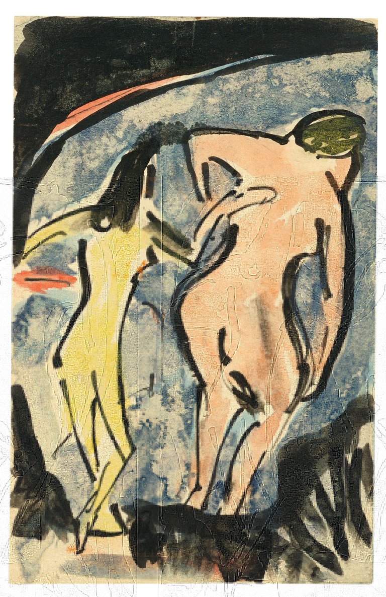 This picture shows the following artwork: Ernst Ludwig Kirchner. Zwei Badende. 1910.