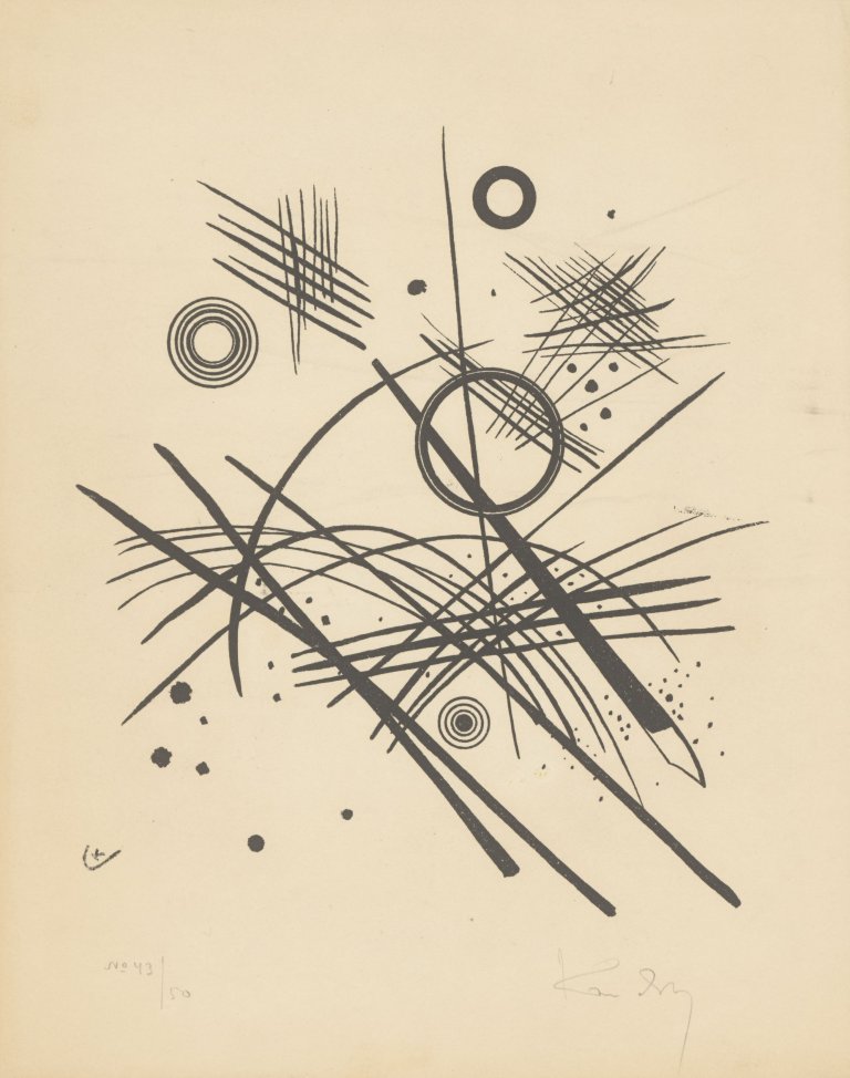 This picture shows the following artwork: Wassily Kandinsky. ”Schwarze Linien”. 1924.