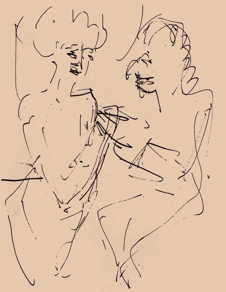 This picture shows the following artwork: Ernst Ludwig Kirchner. Zwei Frauen im Gespräch. Circa 1925.