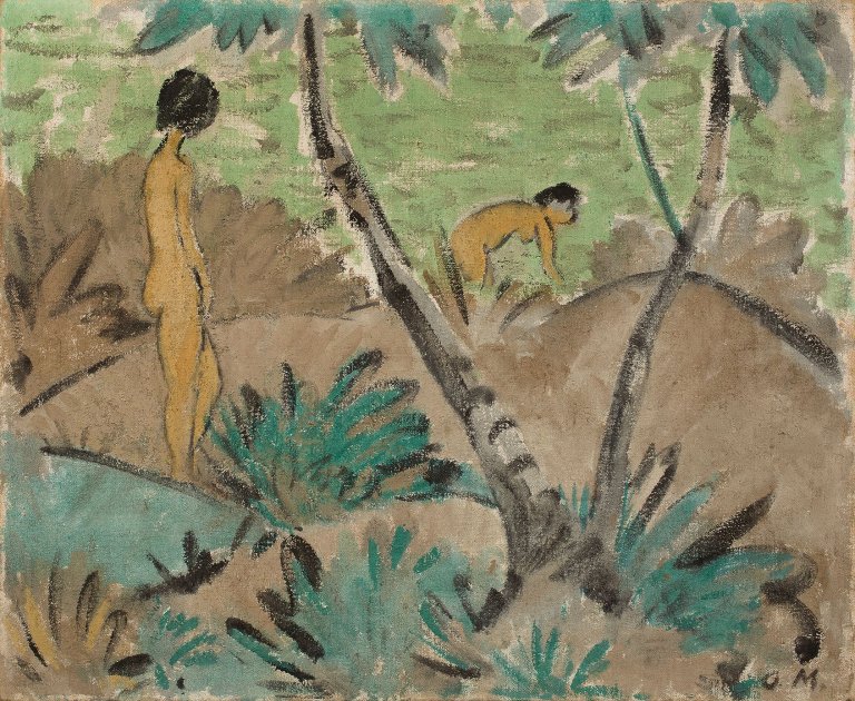 This picture shows the following artwork: Otto Mueller. „Zwei Mädchen mit gegabeltem Baum“. Circa 1916/17.